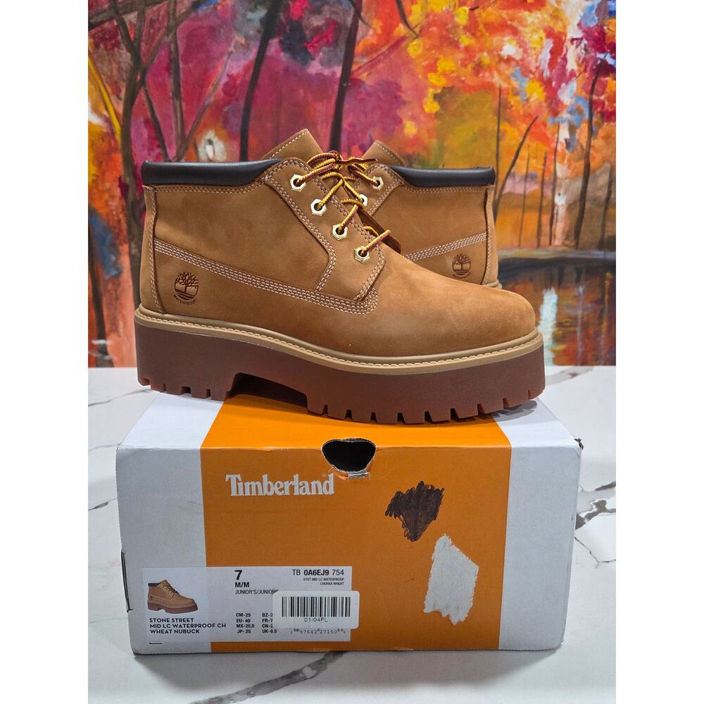 Timberland Stone Street Mid LC Waterproof Boots Size 8.5 Women's Wheat Nubuck